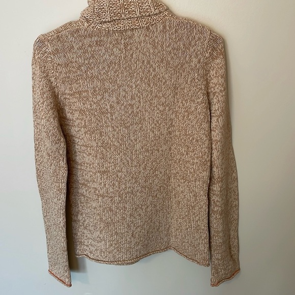 GAP Women’s Med Wool & Cotton Blend Beige & Cream Chunky Turtleneck Sweater - Picture 2 of 7
